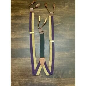 Crookhorn Davis Striped Suspenders/Bracers Purple And Gold 100% Silk